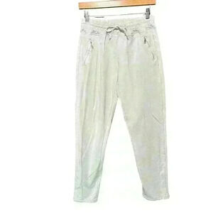 MADE IN ITALY Relaxed Fit Drawstring Elastic Waist Cotton Blue Pants Women S